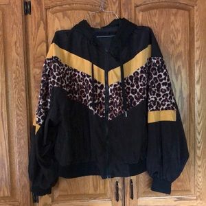 Colorblock Leopard Jacket